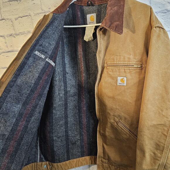 Vintage Carhartt J01 BRN Duck Lined Detroit Jacket Made In The USA Size 52 Tall - Picture 5 of 14